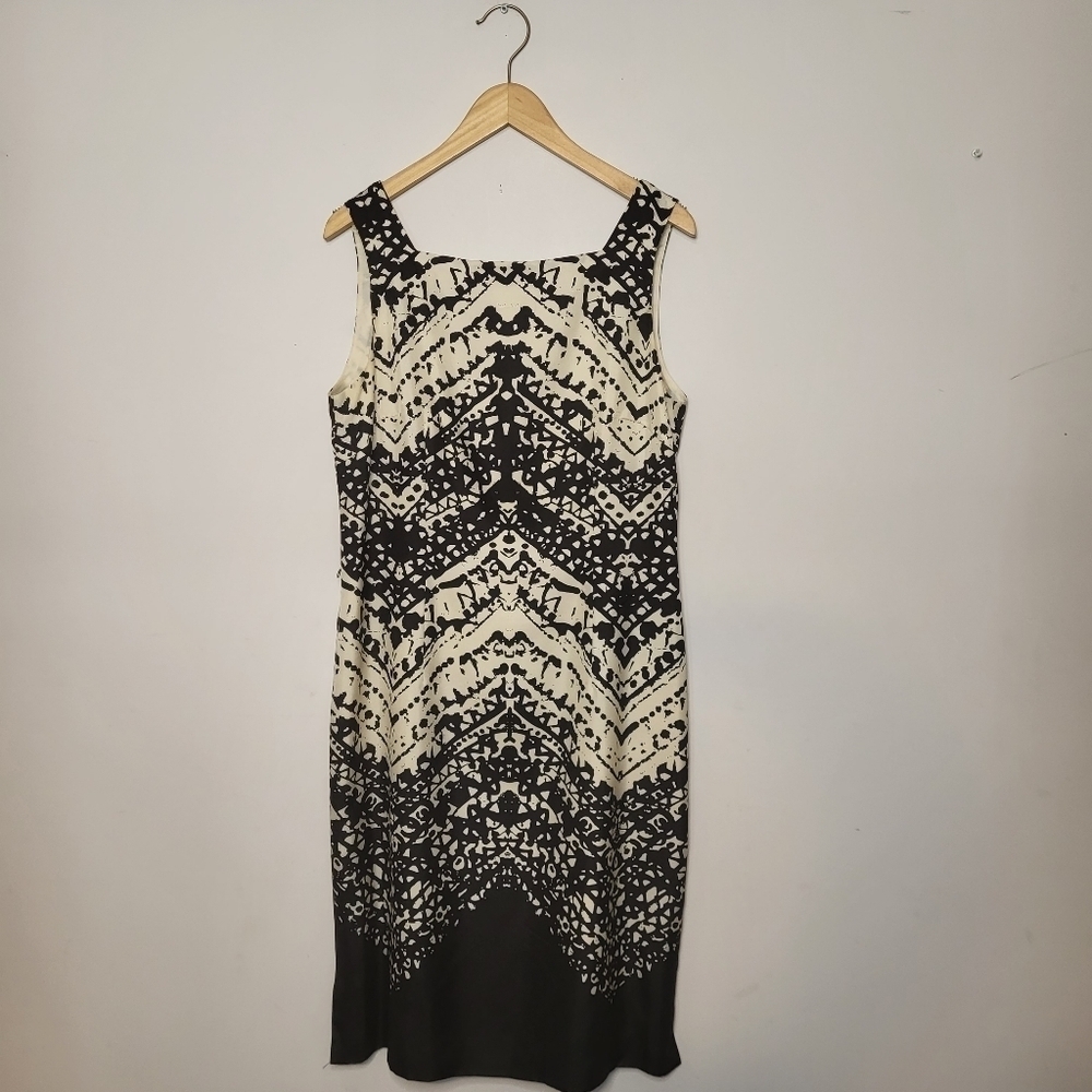 Talbots Pure Silk Square Neckline Knee Length Sleeveless Dress Black Size 10